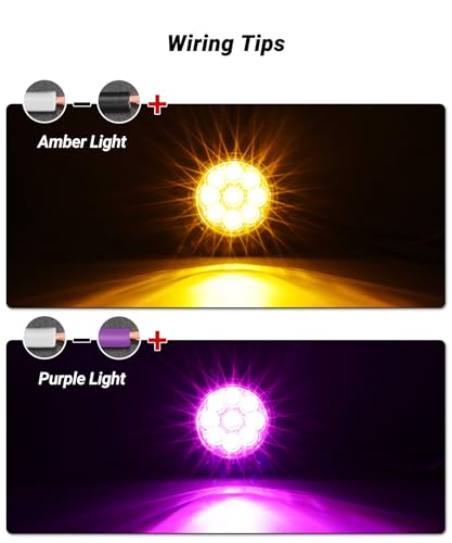 XtraGlow Dual Revolution 2 Round 9LEDs Amber Clearance Side Marker Lights to Purple Auxiliary Lights for Trailer Truck 12V IP67 Waterproof 10Pcs - Image 3