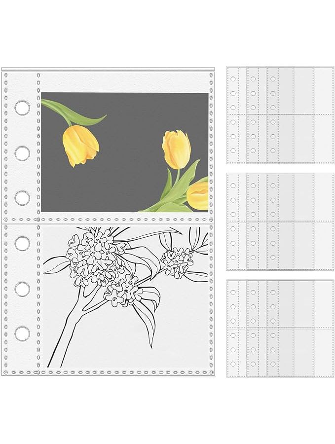 Frosted 2 Grids Sheet Protectors 10 Pieces Clear Binder Page Protectors for Documents Administration Office Managers Educators Artists - Image 1