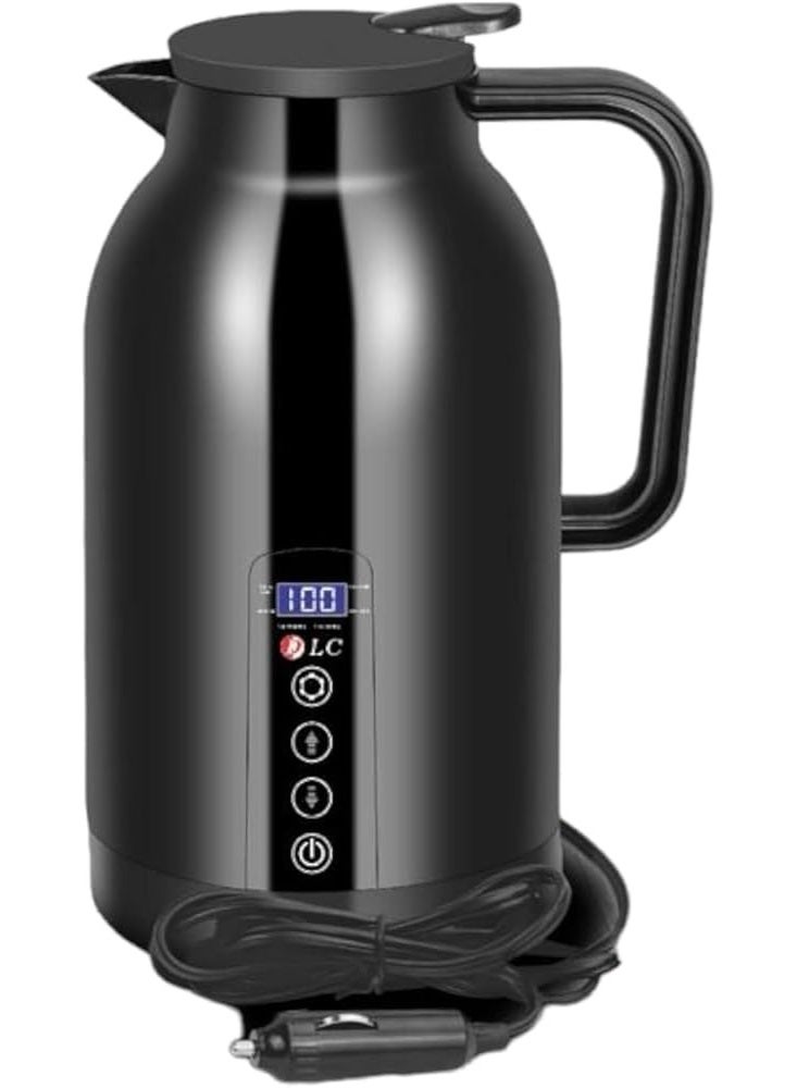 غلاية سفر سعة 1300 مل مع قابس تيار مستمر 12 فولت و24 فولت، لون أسود - Image 1