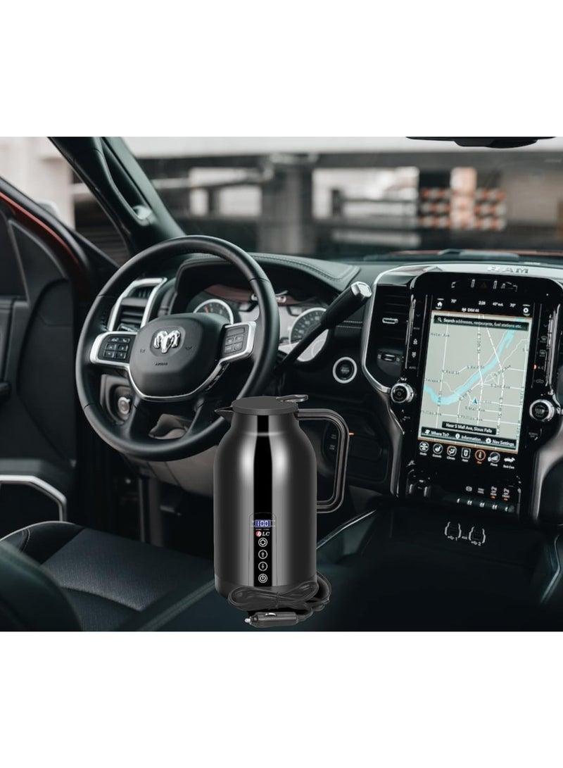 غلاية سفر سعة 1300 مل مع قابس تيار مستمر 12 فولت و24 فولت، لون أسود - Image 2