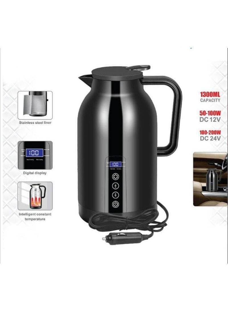 غلاية سفر سعة 1300 مل مع قابس تيار مستمر 12 فولت و24 فولت، لون أسود - Image 4