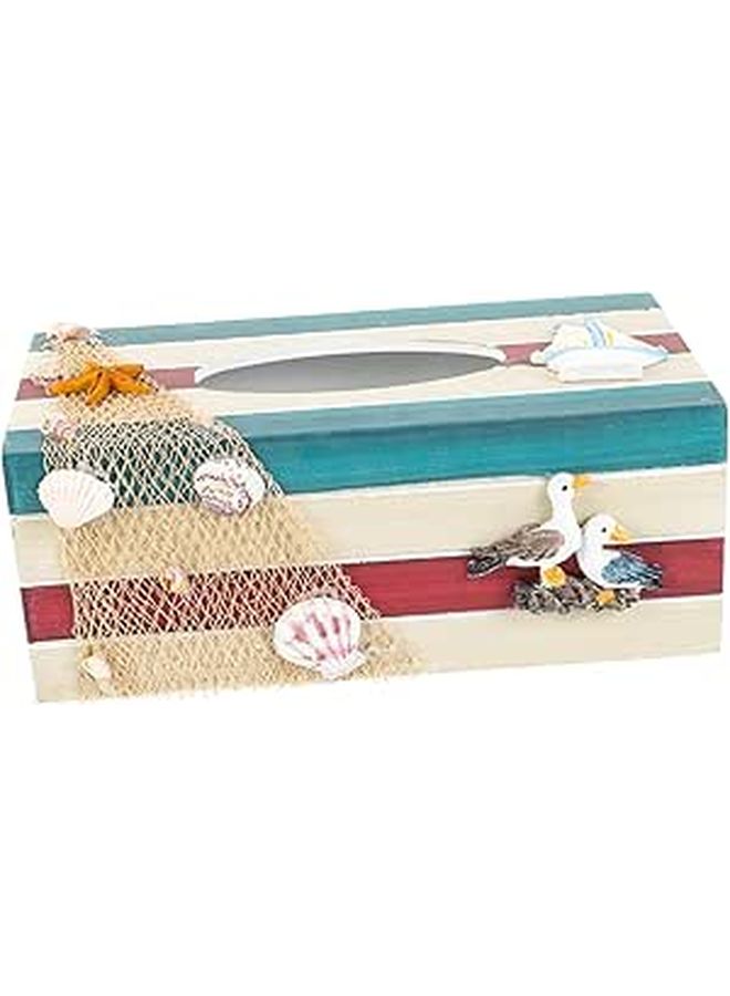 Wooden Tissue Box Holder Mediterranean Style Chic Napkin Dispenser For Home Office Kitchen Bathroom Decor - Image 1