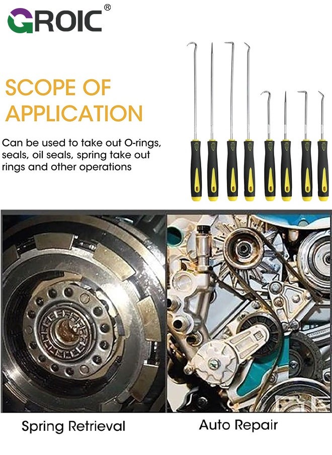 GROIC - 8PCS Pick and Hook Set, Precision Automotive Hook Set, Car Auto Oil Seal/O-Ring Seal Gasket Mini Precision Hooks Puller Remover,O-Ring Seal Gasket Hook and Pick Tool Set Kit - Image 1