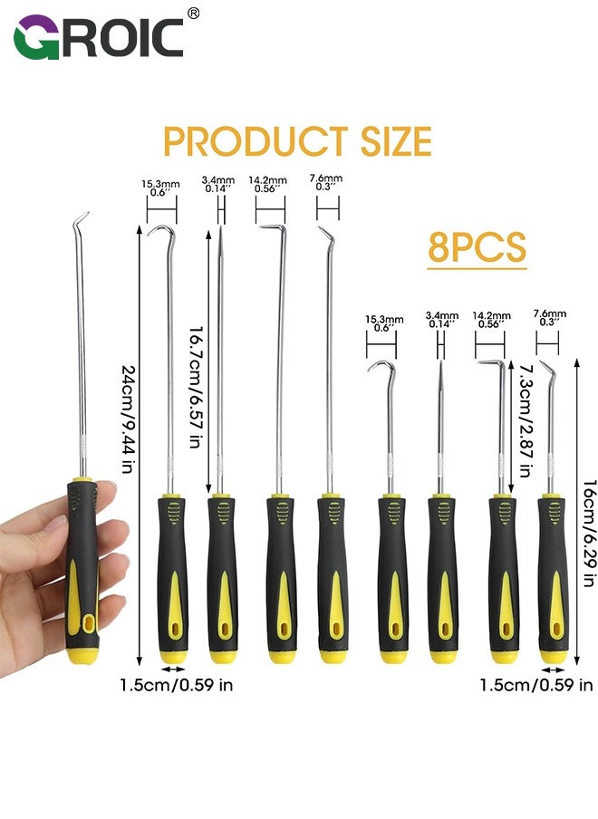 GROIC - 8PCS Pick and Hook Set, Precision Automotive Hook Set, Car Auto Oil Seal/O-Ring Seal Gasket Mini Precision Hooks Puller Remover,O-Ring Seal Gasket Hook and Pick Tool Set Kit - Image 1