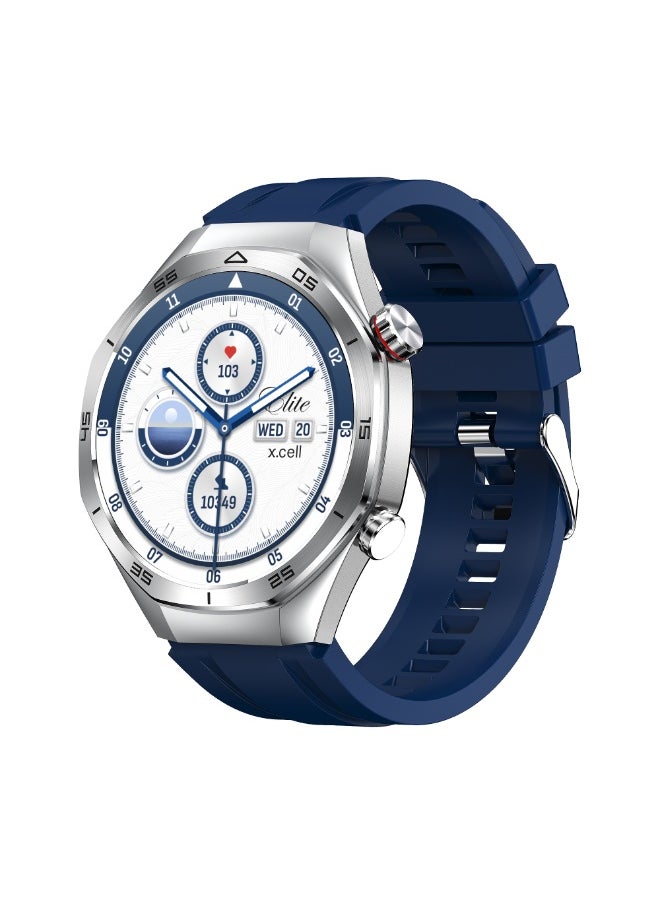 Xcell Xcell Elite7 Smartwatch, 1.52" HD Display, Bluetooth Calling, Wireless Charging, Heart-Rate/BP/SpO₂, Multi Language, IP67, 7 Days Battery, iOS/Android Compatible Blue Silicon Strap  - Image 2