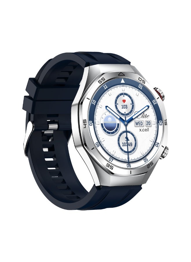 Xcell Xcell Elite7 Smartwatch, 1.52" HD Display, Bluetooth Calling, Wireless Charging, Heart-Rate/BP/SpO₂, Multi Language, IP67, 7 Days Battery, iOS/Android Compatible Blue Silicon Strap  - Image 3