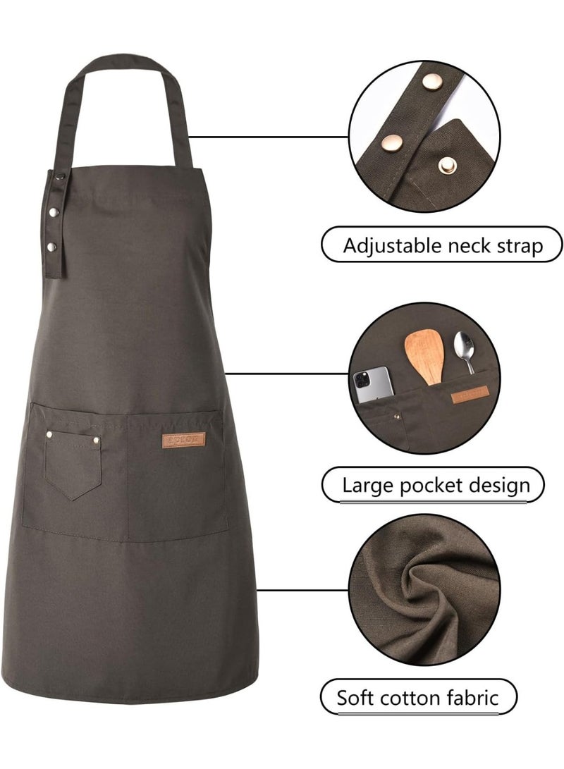 Home Care 2 PCS Professional Chef Apron Set – Adjustable Brown Kitchen Aprons with Multi-Pocket Design for Cooking, Baking, Grilling & BBQ (Multi-Colour) - Image 4
