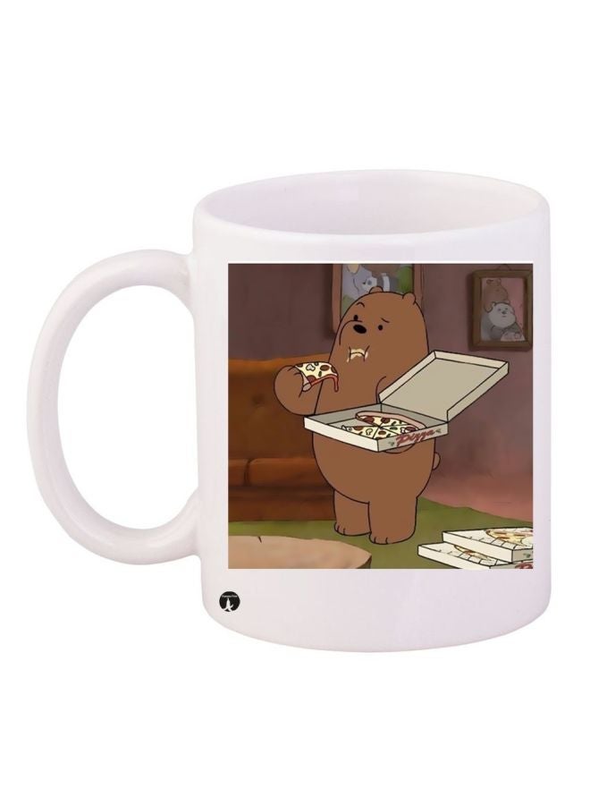 Bear Printed Coffee Mug White/Brown/Black 11ounce