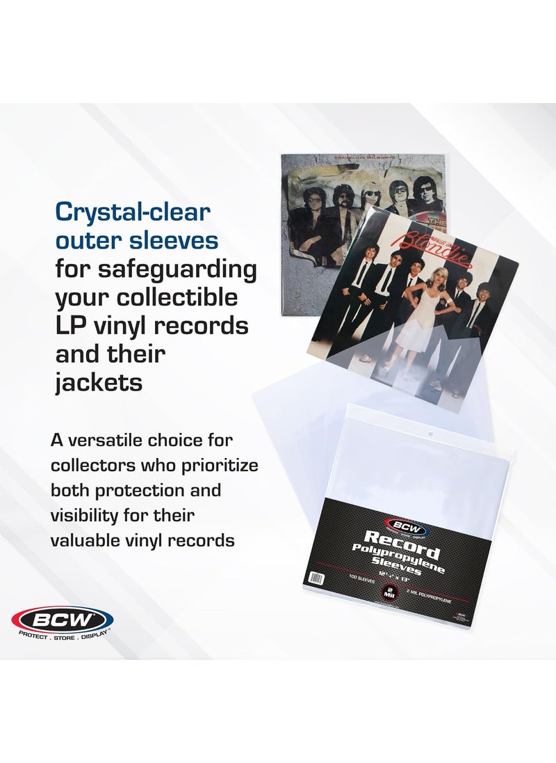 BCW BCW 33 RPM Record Sleeves  100 ct  Polypropylene Vinyl Record Outer Sleeves  2 mil Thickness  Vinyl Record Album Protectors  - Image 2