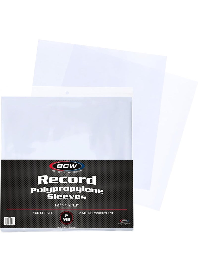 BCW BCW 33 RPM Record Sleeves  100 ct  Polypropylene Vinyl Record Outer Sleeves  2 mil Thickness  Vinyl Record Album Protectors  - Image 1