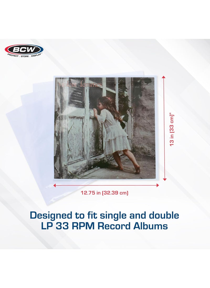 BCW BCW 33 RPM Record Sleeves  100 ct  Polypropylene Vinyl Record Outer Sleeves  2 mil Thickness  Vinyl Record Album Protectors  - Image 3