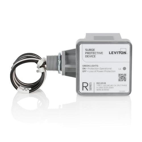 Leviton لوحة حماية من زيادة الجهد من نوع ليفيتون 1، حماية من زيادة الجهد للمنازل، 120/240 فولت تيار متردد، مرحلة مزدوجة، 36 كيلو أمبير لكل مرحلة، R2120-B SPD - Image 2