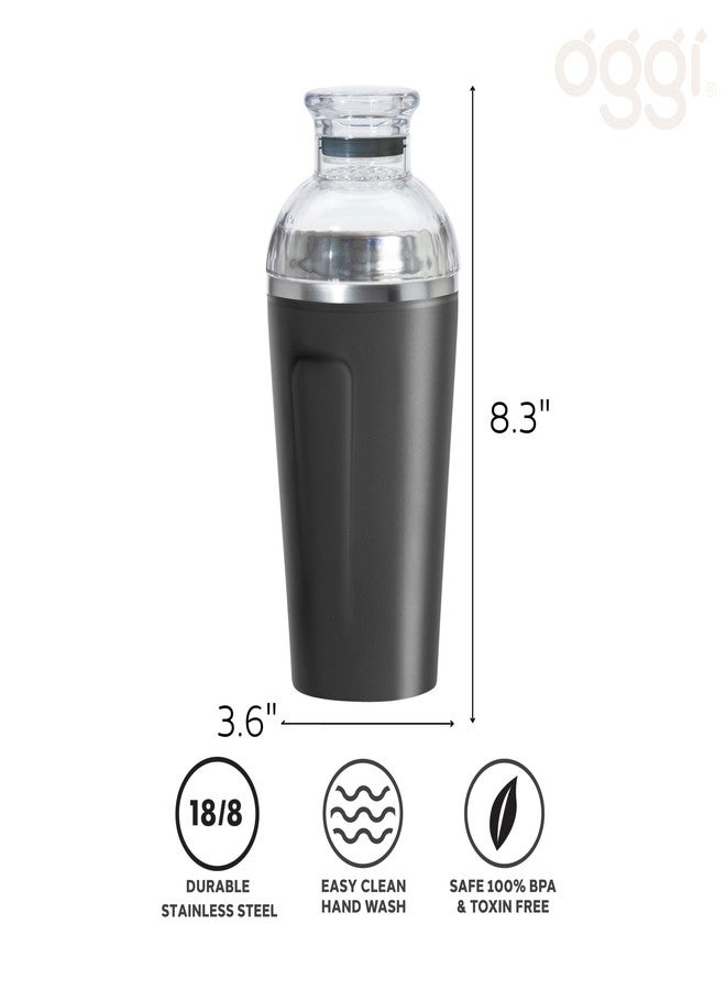 أوجي خلاط كوكتيل معزول من أوجي جروف - 17 أونصة، مصنوع من الفولاذ المقاوم للصدأ بجدار مزدوج معزول بتفريغ الهواء، غطاء تريتان مزود بمصفاة مدمجة، مثالي لخلط الكوكتيلات، خلاط مارتيني، خلاط مارغريتا، أسود - Image 5