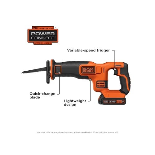 BLACK+DECKER 20V MAX* Cordless Reciprocating Saw Kit (BDCR20C) - Image 2