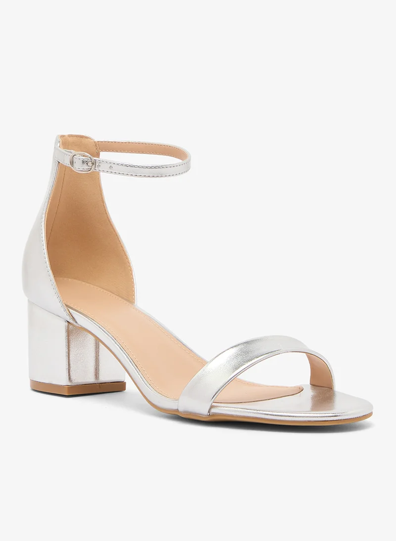 Truffle Short Block Heel Classic Sandals Silver