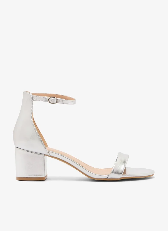 ترافل من نمشي صنادل كلاسيكية فضية بكعب قصير