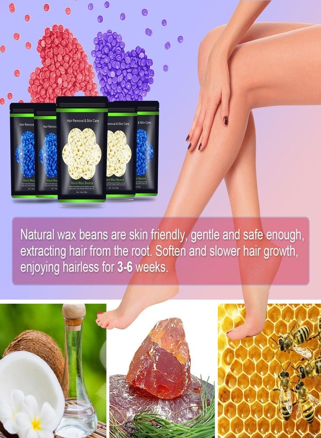 Auperwel Wax Beads for Hair Removal 1.1 lb (17.6 oz), Hard Wax Waxing Beads Kit for Sensitive Skin Brazilian, Face, Bikini, Eyebrow, Legs, Painless for Women Men, 5 packs with 10 Sticks - Image 2