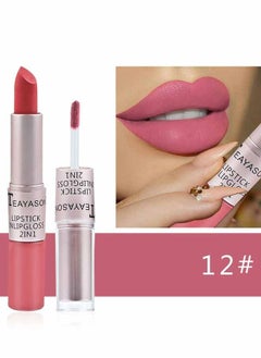TEAYASON lipstick Double Head Non Stick Cup Fog Face Lip Gloss Two In One Paste Non Fading Stick Cup Lipstick  (12#)  - Image 1