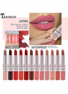 TEAYASON lipstick Double Head Non Stick Cup Fog Face Lip Gloss Two In One Paste Non Fading Stick Cup Lipstick  (12#)  - Image 3