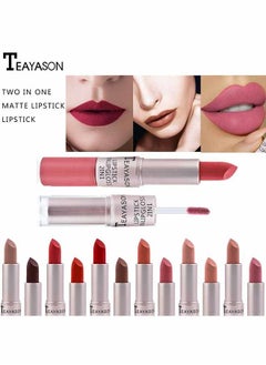 TEAYASON lipstick Double Head Non Stick Cup Fog Face Lip Gloss Two In One Paste Non Fading Stick Cup Lipstick  (12#)  - Image 2