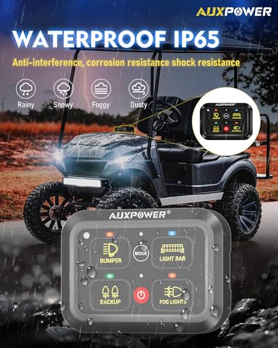 Auxpower RGB 4 Gang Switch Panel A24 Auxiliary Switch Panel with Relays Box 3 Lighting Modes Auto Dimmable Backlit Switch Panel 12V Waterproof Off Road Control Panel for Truck Marine UTV Car - Image 4