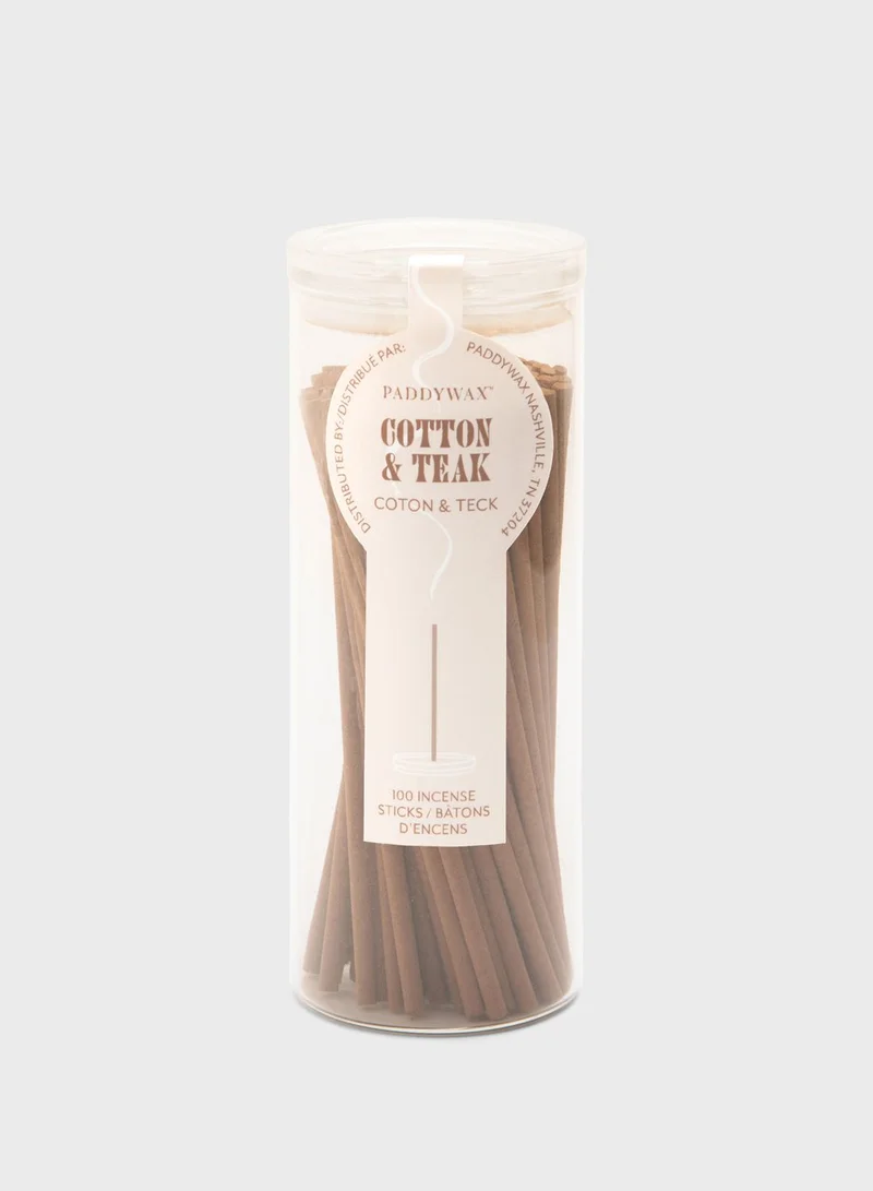Paddywax Cotton & Teak 100 Incense Sticks With Holder