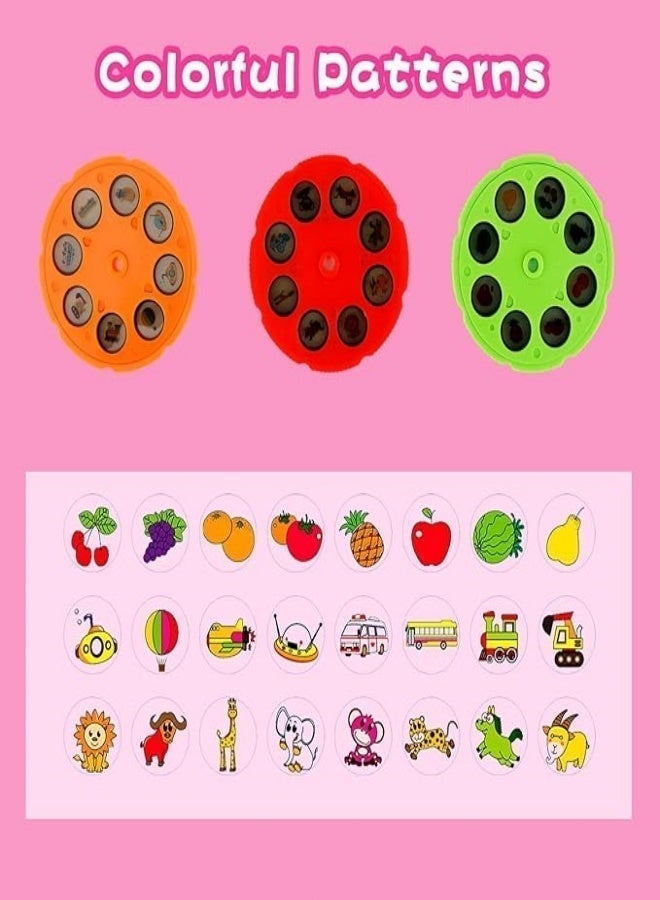 Adjustable Rotating Kids Projector Painting Desk Toy with 24 Patterns & 12 Colour Washable Markers - Interactive Drawing Table for Toddlers (Pink) - Image 4