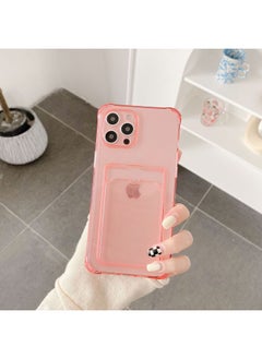 Transparent Card Holder For IPhone15Pro Max Apple 14 Mobile Phone Case 13/12 Can Hold Card 11 Soft Xs-Color:xym Card Coated Powder-Applicable Model:13Promax (without Packaging)