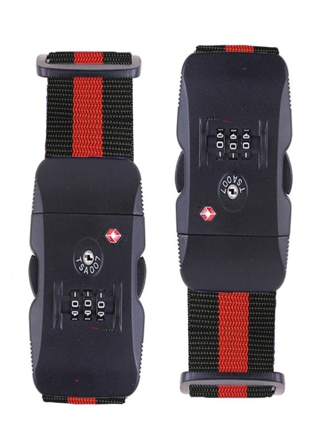 Fullplus Travel Luggage Strap Adjustable Suitcase Packing Belt with TSA Combination Lock 2 Pack Red&Black 2P - Image 1