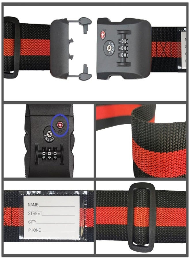 Fullplus Travel Luggage Strap Adjustable Suitcase Packing Belt with TSA Combination Lock 2 Pack Red&Black 2P - Image 3