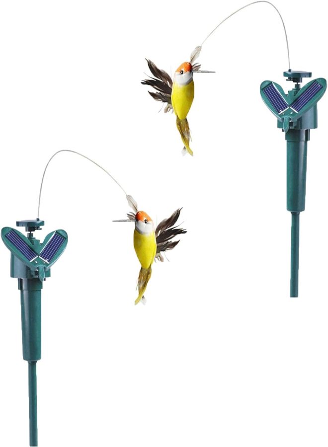 Hummingbird 2 x Solar Hummingbird Floating Hummingbird in ABS (Acrylonitrile Butadiene Styrene) - Realistic Hummingbird - Solar Insect Repellent Hummingbird - for Garden and Patio - 13 x 8 x 8 cm - Image 1