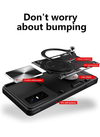 Armor Case for Infinix GT 30 Pro with Slide Camera Cover, Grade Shockproof Case with Rotatable Big Ring Kickstand - view 2