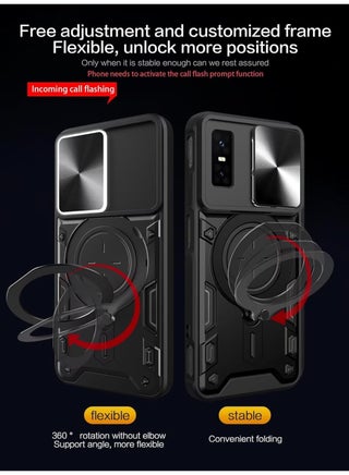 Armor Case for Infinix GT 30 Pro with Slide Camera Cover, Grade Shockproof Case with Rotatable Big Ring Kickstand - view 4