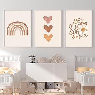 Pennclys Pennclys Boho Nursery Wall Art You Are My Sunshine Wall Art Rainbow Canvas Nursery Pictures Decor Nursery Prints Boho  - Image 1