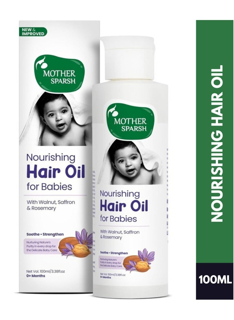 Mother Sparsh Ayurvedic Baby Hair Oil with 21 Herbs & Oils for Babys Tender Scalp & Hair, 100ml  - Image 1