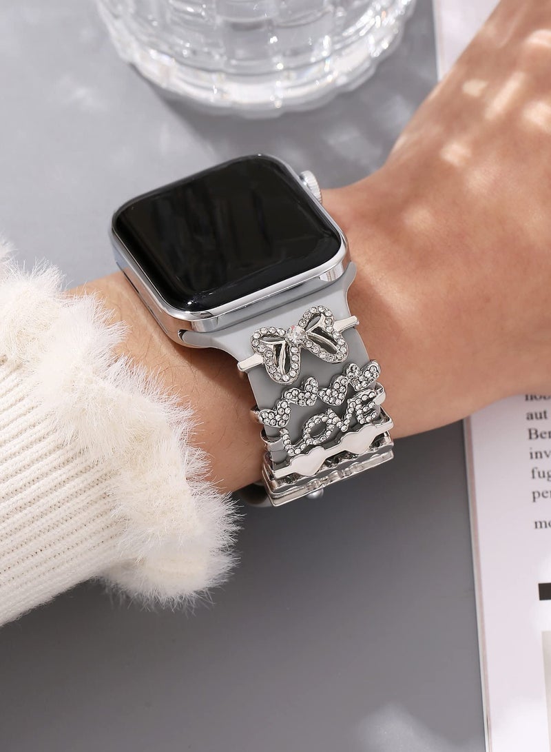 Watch Band Charms Compatible with Smart iWatch Band, Silicone Bands Charms for 45mm, 44mm, 42mm, 41mm, 40mm, 38mm Watch Band, Smart Watch Decorative Ring (7pcs, No Band) - Image 4