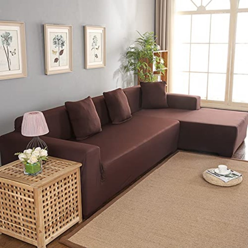Sofabezug L Shape, Couch Cover L Form Stretch 3+2 Sitzer Corner Sofabe Cake Corner Sofa Form Universal Sofa Cover Couch Shape Ova Coffee - Image 1