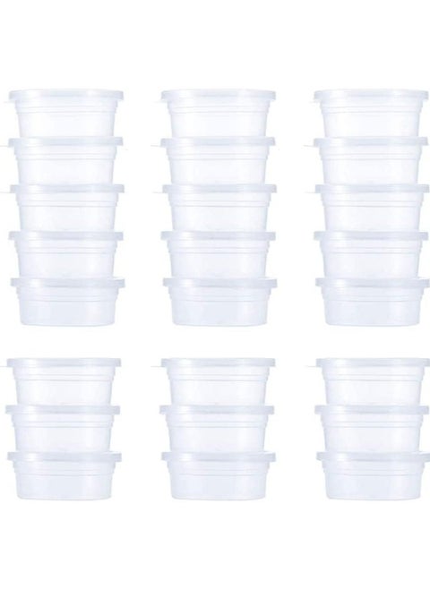 Slime Storage Containers 24 Pack, Leakproof Clear Plastic Foam Ball Storage Cups Storage Jars Containers With Lids Slime Pots Tubs