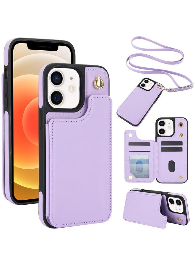 S-TOP Case For iPhone 12 / 12 Pro Crossbody Dual-Buckle Wallet Back Leather Phone Case - Image 1