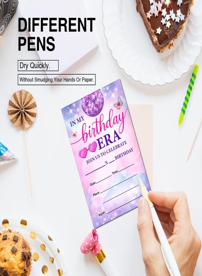 Soiceu Teen Girl Birthday Party Invitations Pink Purple Disco Music in My Birthday Era Invites with Envelopes Set of 20 - Image 5