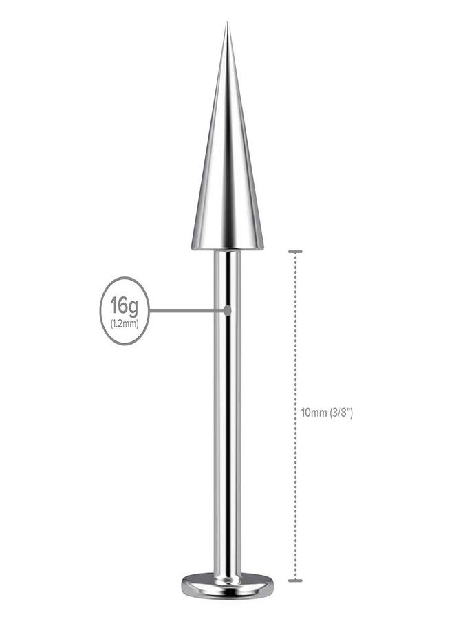 Bling Piercing 16g Cartilage Earring Labret Stud Lip Ring Tragus Helix Medusa Implant Grade Stainless Steel Piecing Jewelry Cone End - 10mm - Image 3