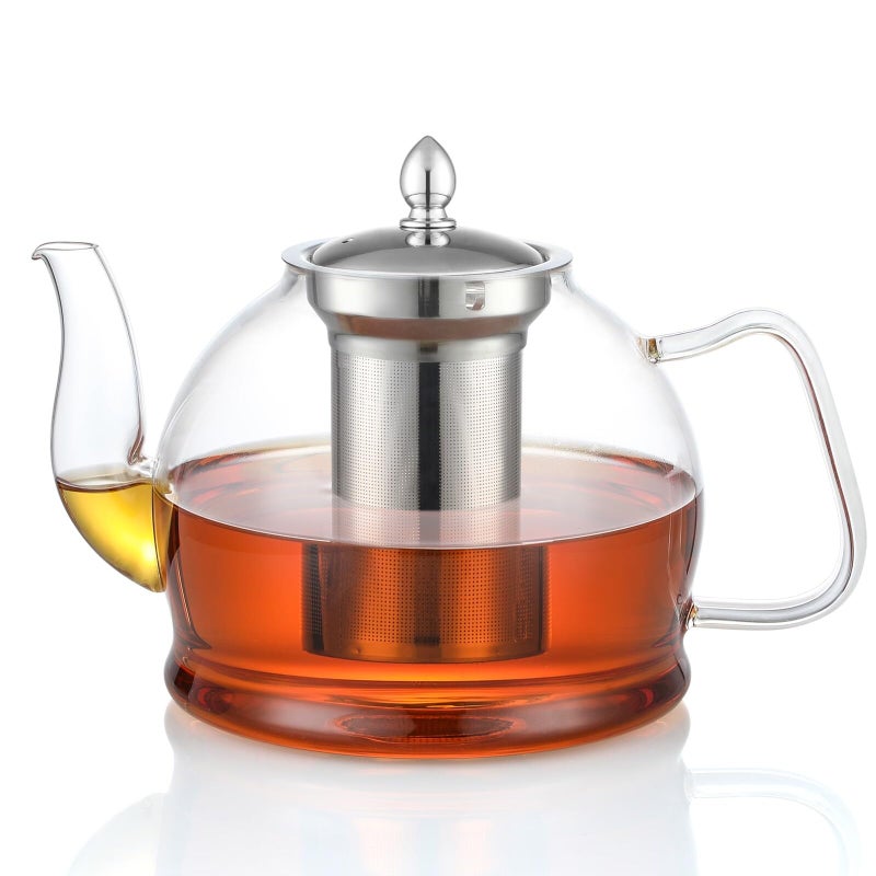 HIWARE 1500ml Glass Teapot with Removable Infuser, Stovetop Safe Tea Kettle, Blooming and Loose Leaf Tea Maker Set - Image 1
