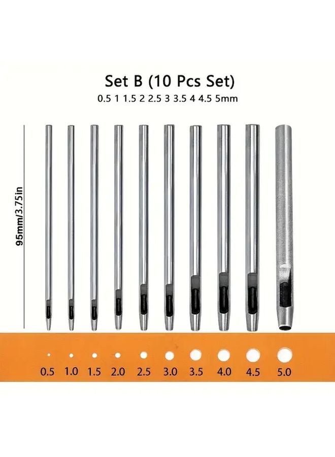 10-Piece Carbon Steel Leather Hole Punch Set Round Cutter For Watch Bands Belts Paper Crafts - Image 3