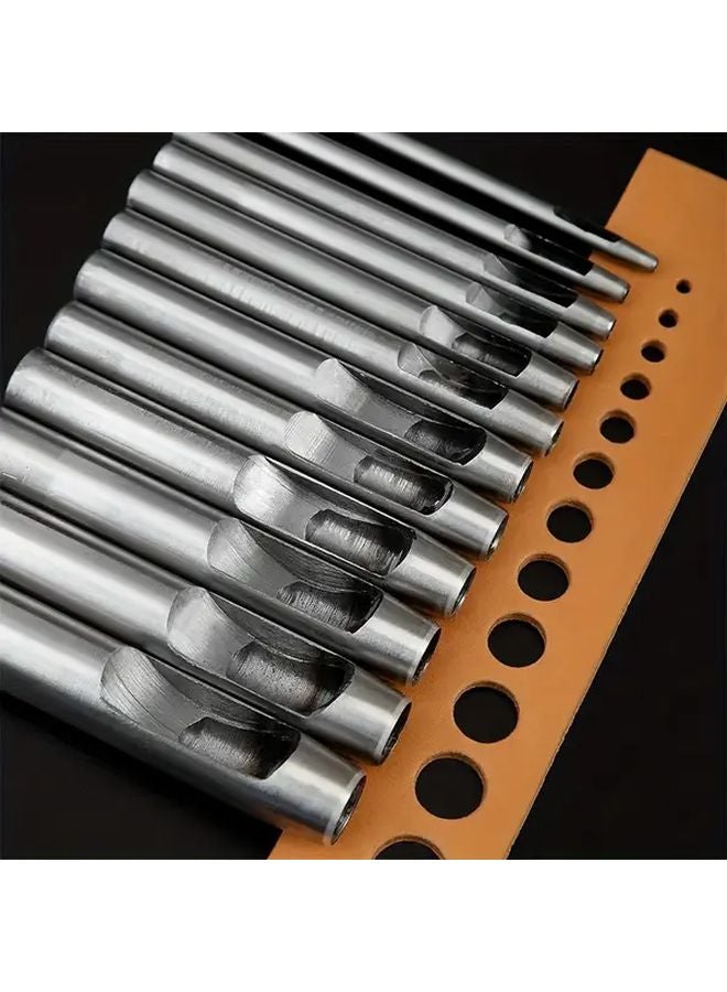 10-Piece Carbon Steel Leather Hole Punch Set Round Cutter For Watch Bands Belts Paper Crafts - Image 2