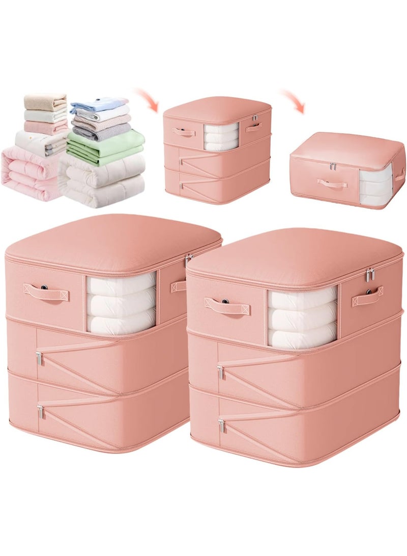 Bukela Self Compression Comforter Storage Bag, Ultra Space Saving 3-Layer Compression Large Capacity Storage Bags for Bedding, Duvet, Down Jacket (Pink, Large-21.3"x16.5" x23.6") - Image 1