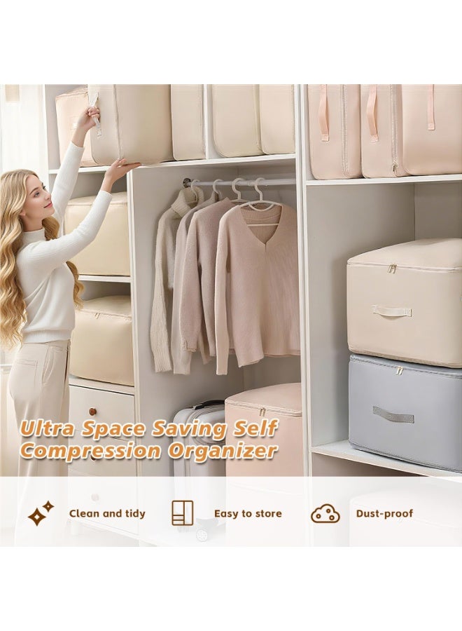 Bukela Self Compression Comforter Storage Bag, Ultra Space Saving 3-Layer Compression Large Capacity Storage Bags for Bedding, Duvet, Down Jacket (Pink, Large-21.3"x16.5" x23.6") - Image 2