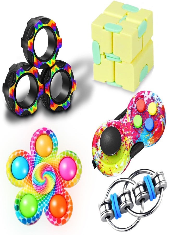 Dr.Kbder 5Pcs Fidget Toys Adults Set, Autism Sensory Pack with figette Cube Magnetic Rings Pad ADHD Stress Relief for Kids Teen, Cool Gadget Desk Spinner Christmas Stocking Stuffer - Image 1
