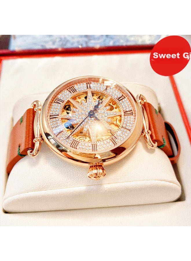 Rosdn Women's Watch Full Of Stars With Diamonds Top Ten Fully Automatic Mechanical Women's Watch Swiss Quality Light Luxury Women's Wrisch - Image 1