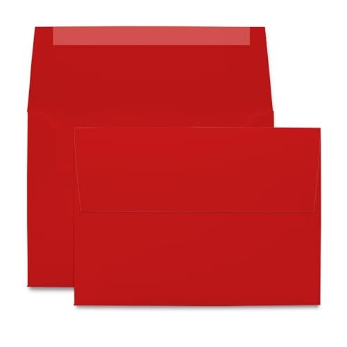 Desktop Publishing Supplies 250 Pack Red A7 Envelopes 5.25 x 7.25 Inches – 70lb Holiday Envelopes for 5x7 Cards & Invitations – Inkjet & Laser Printer Compatible – Booklet Flap with Gummed Seal - Image 1