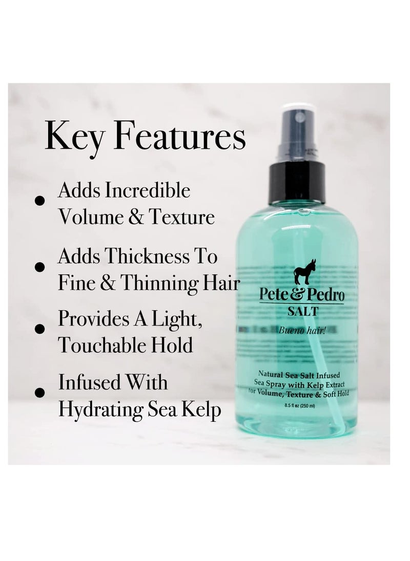 Pete & Pedro - Pete & Pedro SALT - Natural Sea Salt Spray for Hair Men & Women, Adds Instant Volume, Texture, Thickness, & Soft Hold | Texturizing & Thickening | As Seen on Shark Tank, 8.5 oz. - Image 1